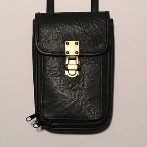 Versada Organizer Purse Faux Leather Black